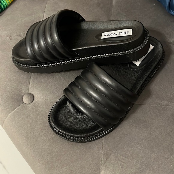 Steve Madden | Shoes | Steve Madden Puffer Platform Pool Slides Sandals |  Poshmark